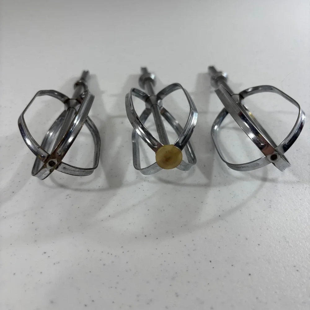 Vintage Sunbeam Mixmaster Beaters Replacement Set of 3 Chrome Mixer Attachments